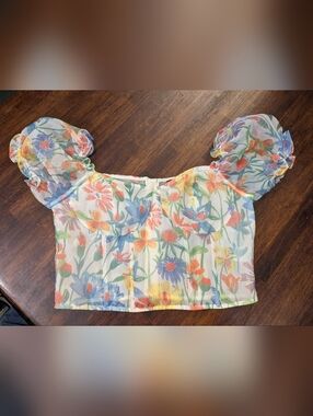 Magic Boutique Floral Bustier Top Women's Size Medium EUC
